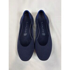 Rothy's The Square Toe Flats Navy Blue Size 8 Heel Stripe Accent Ballet Washable